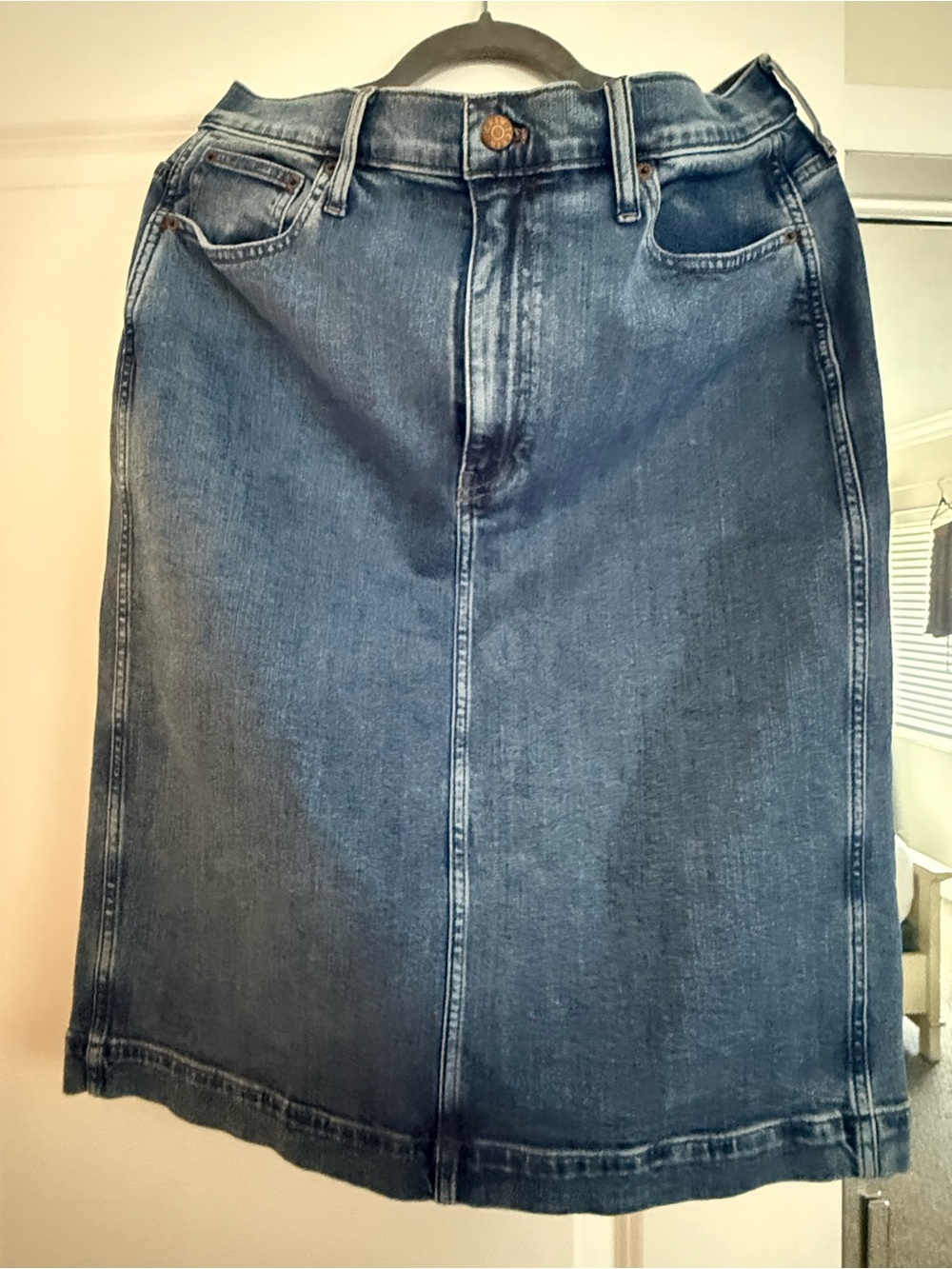 NWOT J.Crew Classic Dark Blue Denim Skirt - Picture 2 of 4